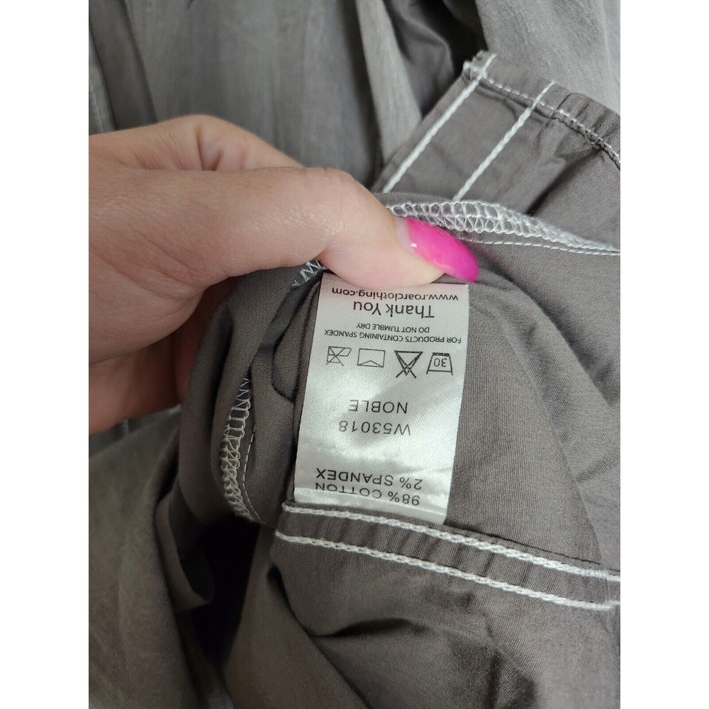 ROAR Button Down Dress Shirt Size Large Gray Embroidered Long Sleeve - Picture 4 of 8